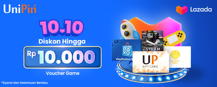 Promo Diskon hingga Rp10.000 Voucher Games & Voucher UniPin di 10.10 Lazada bareng UniPin